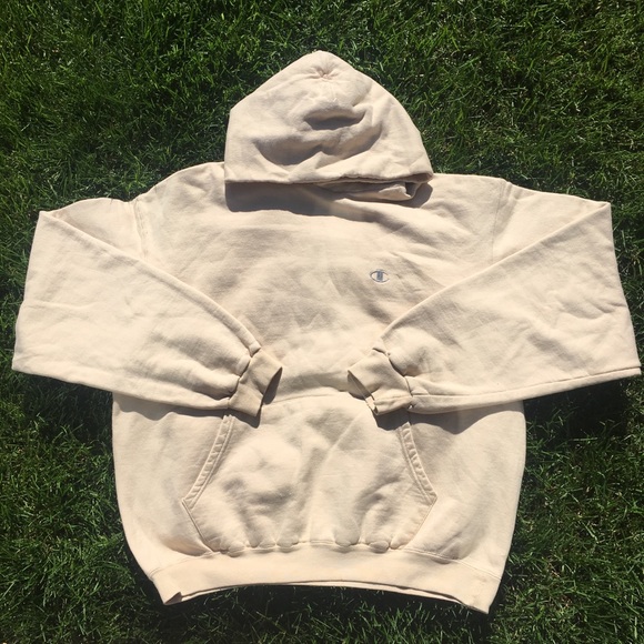 CHAMPION Men’s Large Cotton Hoodie Beige Stitched - Picture 1 of 4